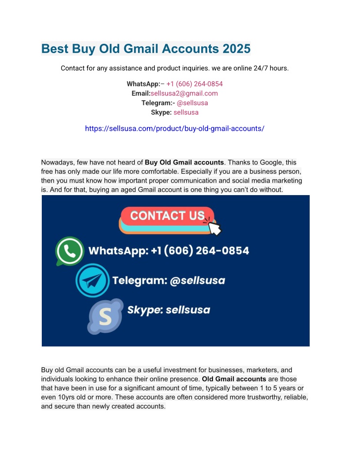 best buy old gmail accounts 2025 contact