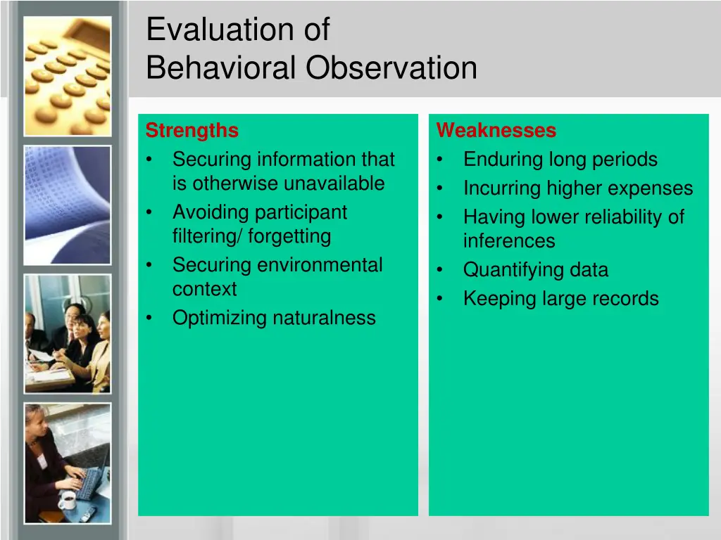 evaluation of behavioral observation