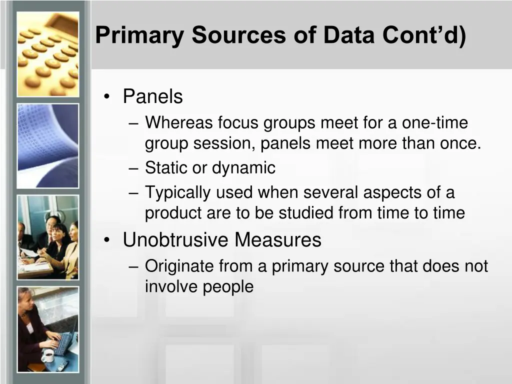 primary sources of data cont d