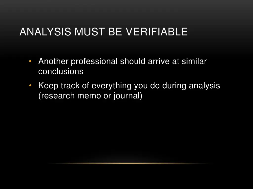 analysis must be verifiable