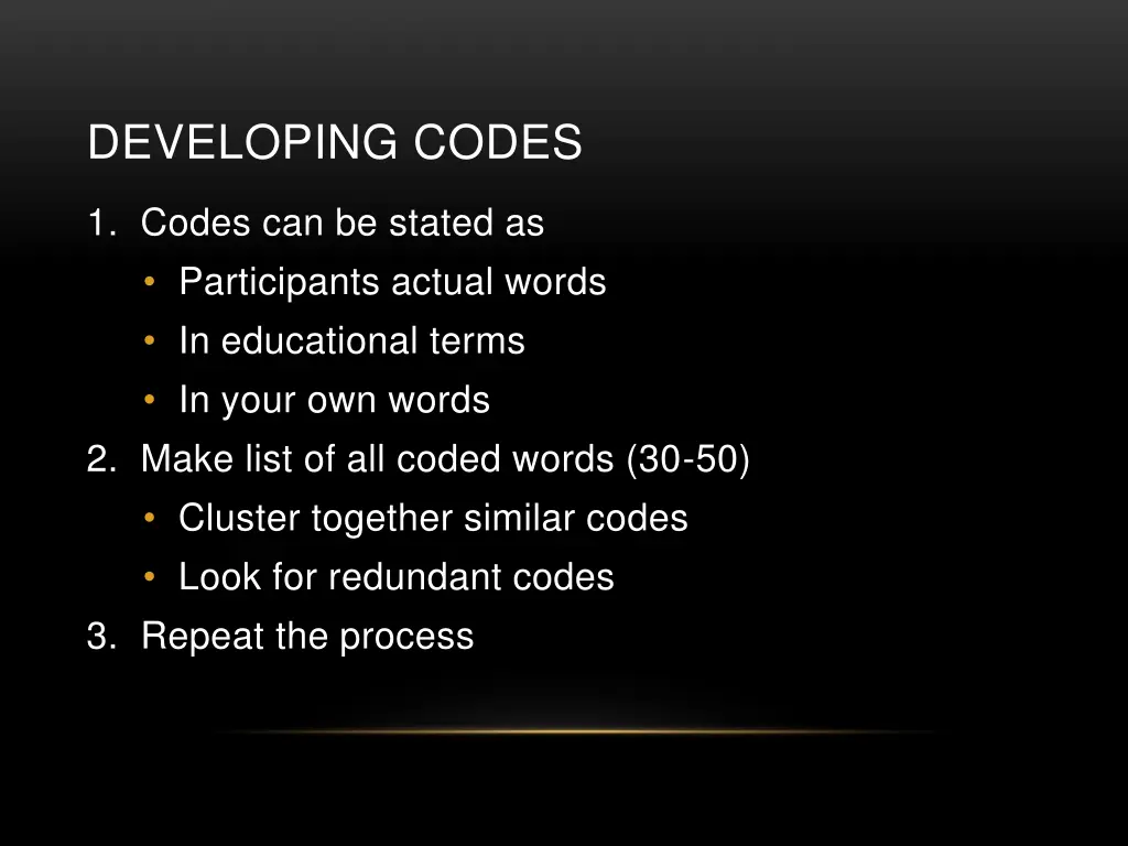 developing codes 1