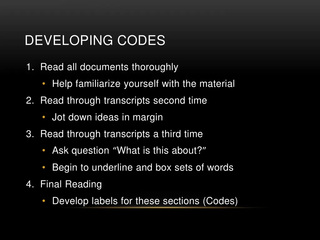 developing codes