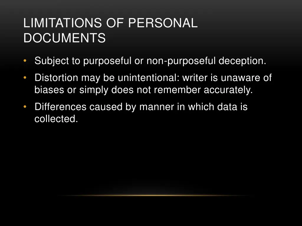 limitations of personal documents