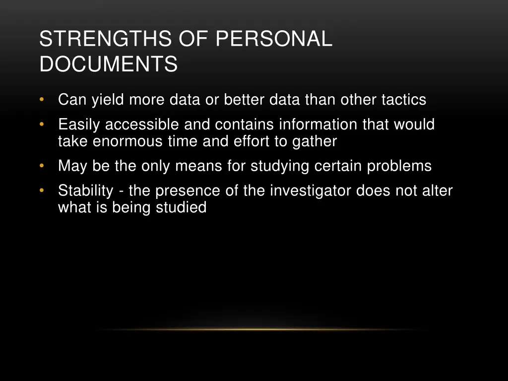 strengths of personal documents