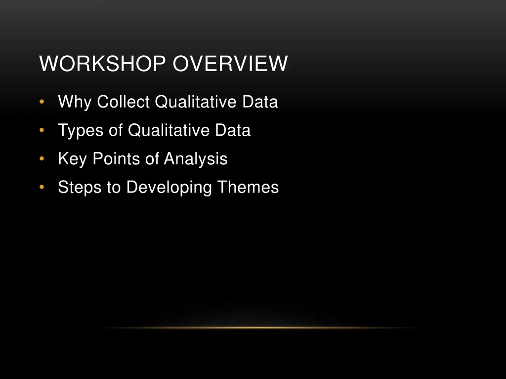 workshop overview