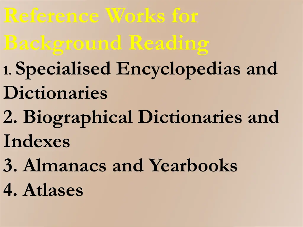 reference works for background reading