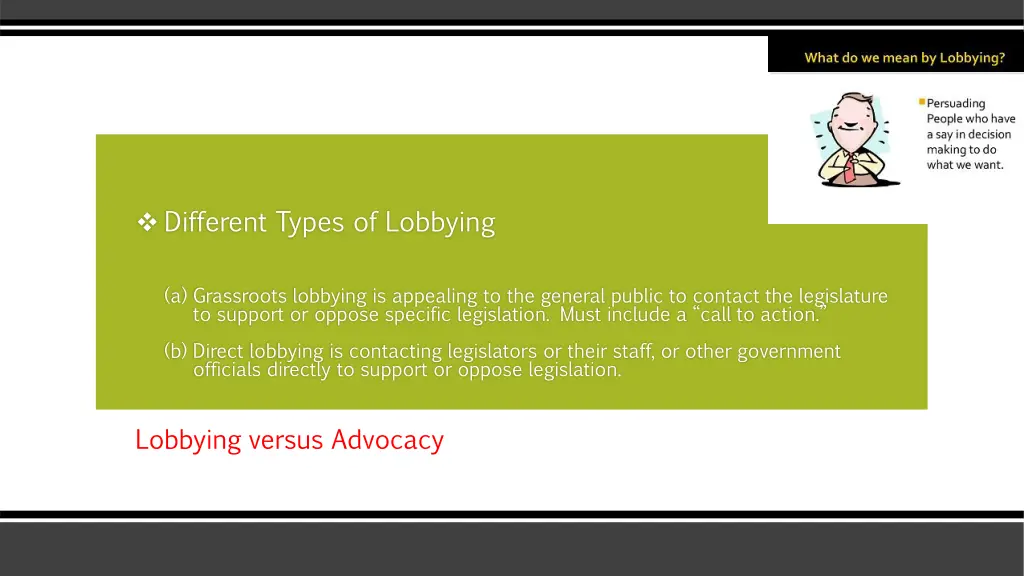 different types of lobbying