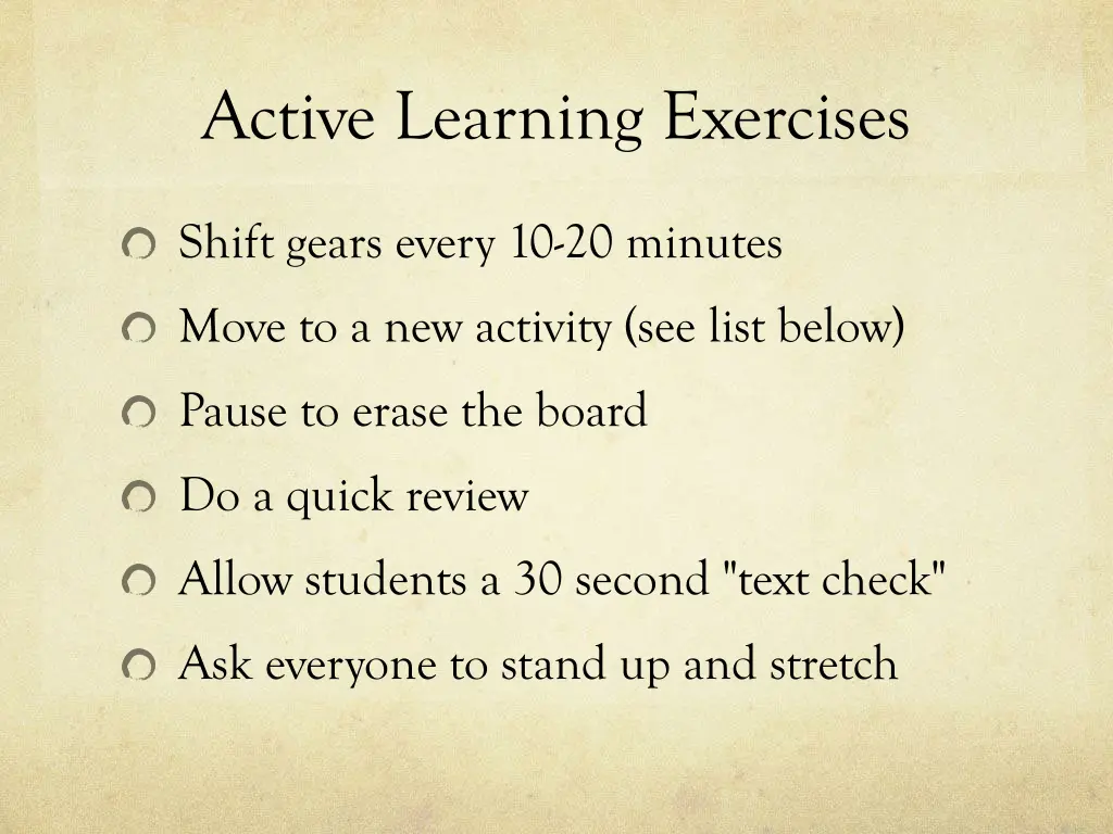 active learning exercises