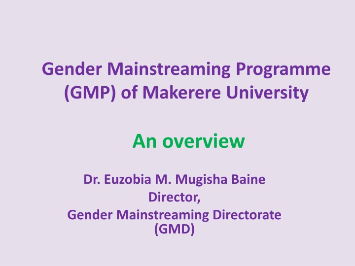 gender mainstreaming programme gmp of makerere