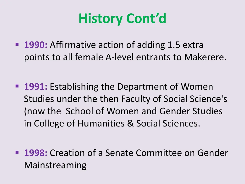 history cont d