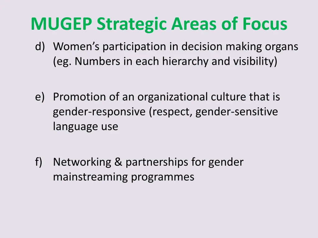 mugep strategic areas of focus