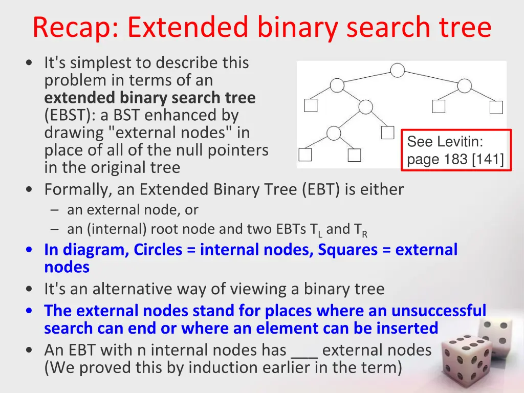 recap extended binary search tree