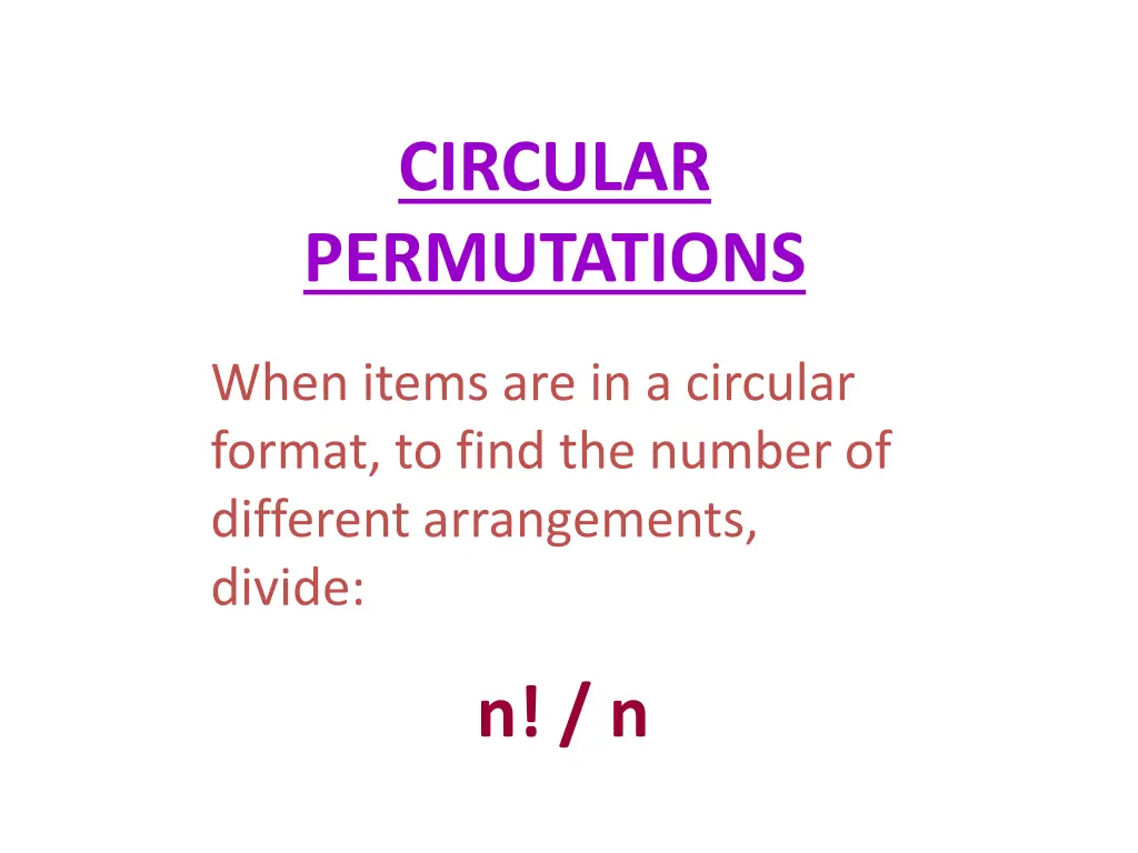 circular permutations