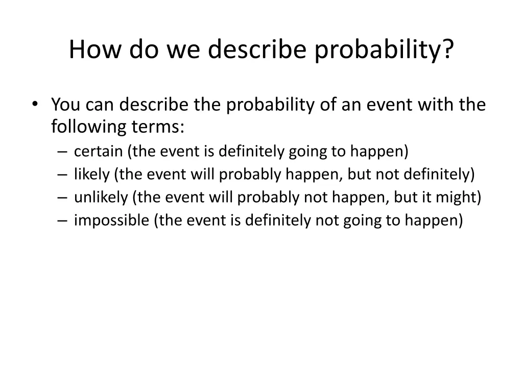 how do we describe probability