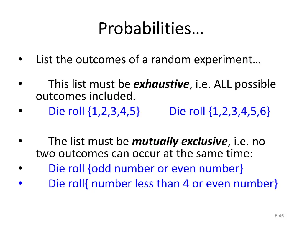 probabilities