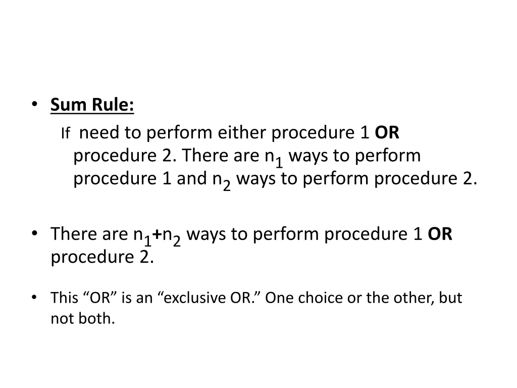 sum rule if need to perform either procedure