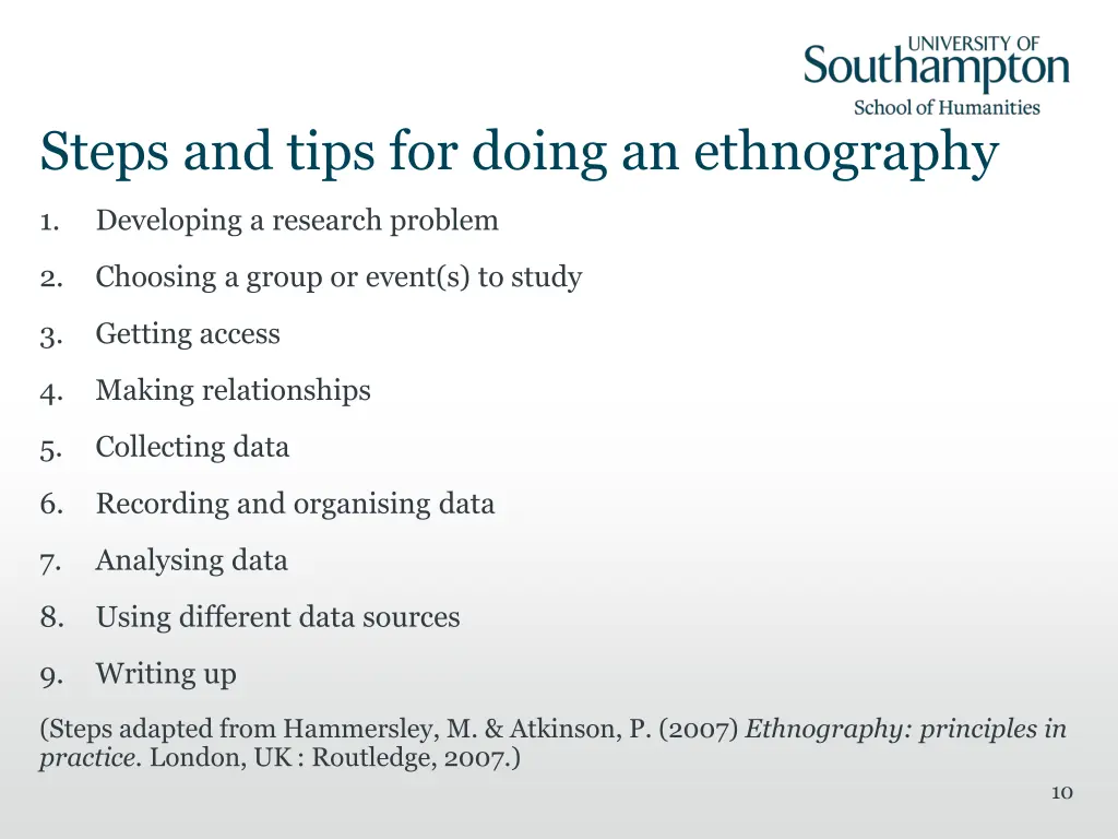 steps and tips for doing an ethnography