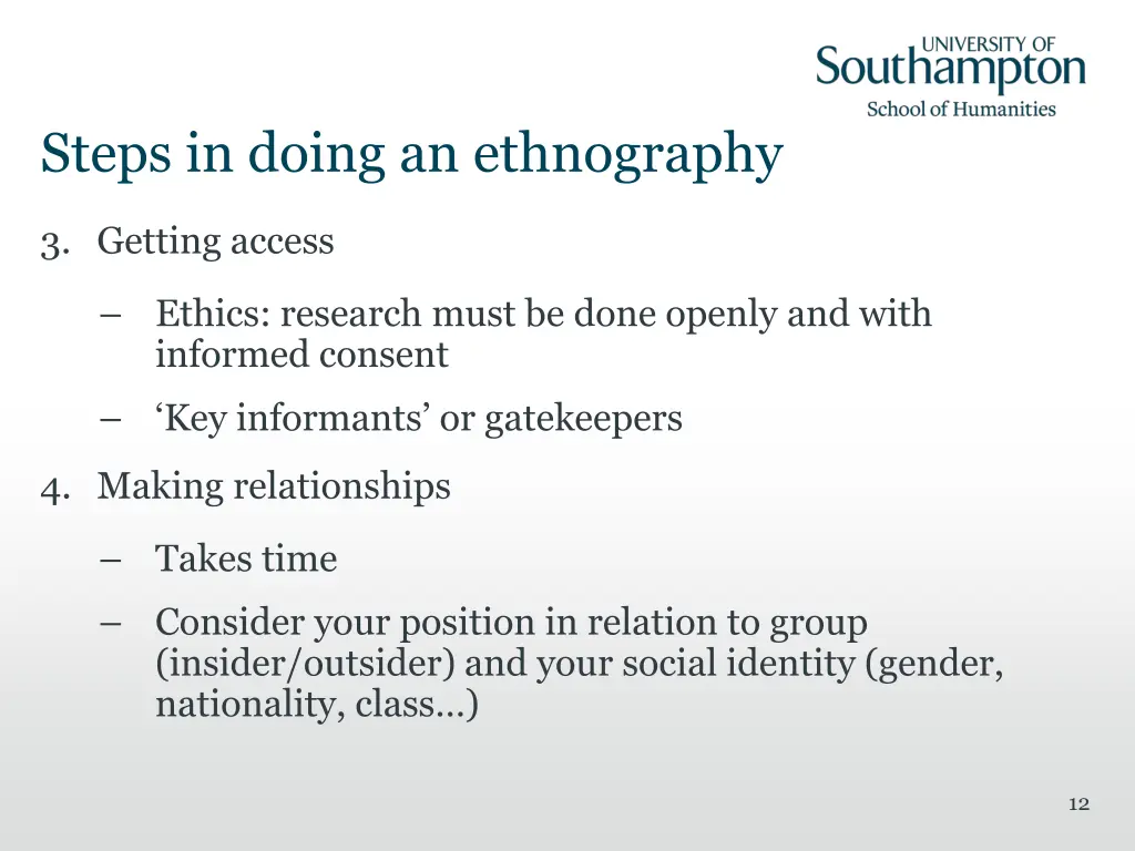 steps in doing an ethnography 1