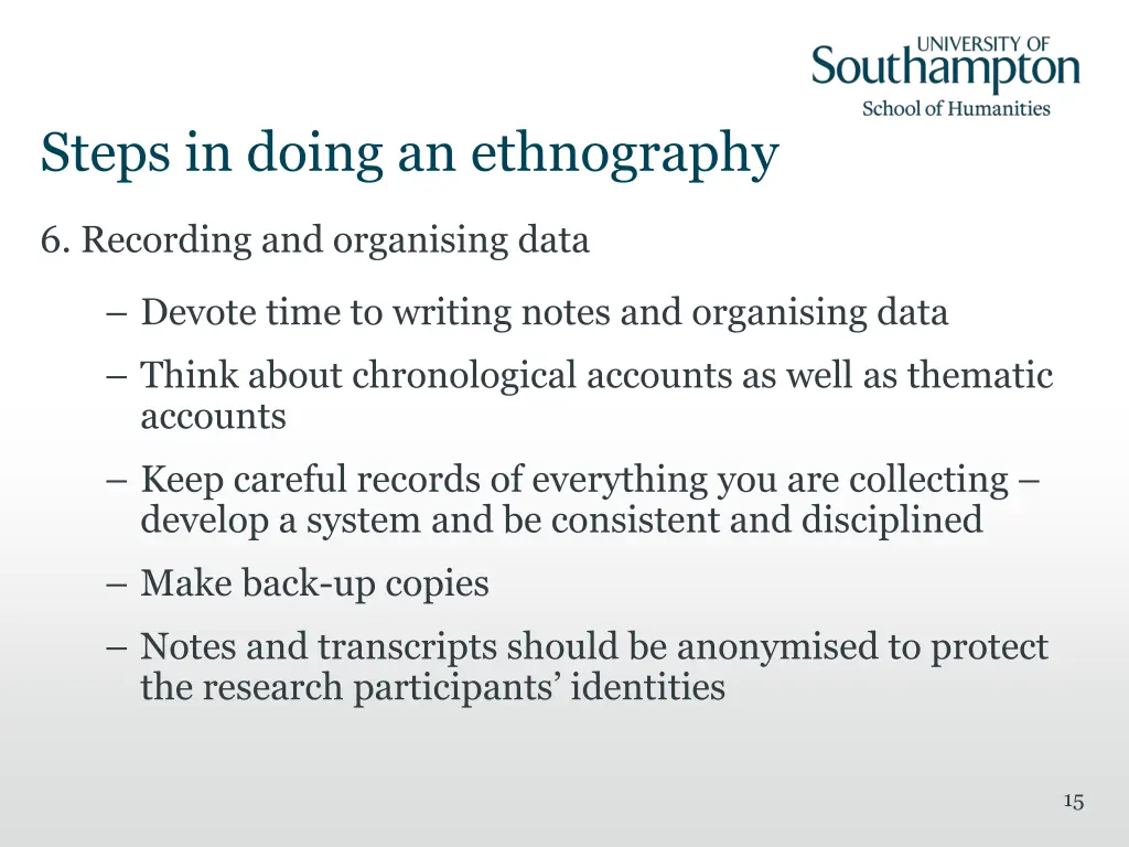 steps in doing an ethnography 4
