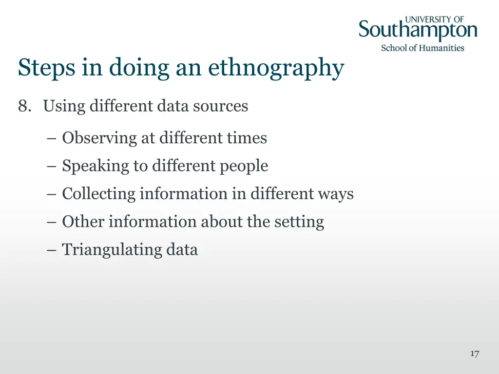 steps in doing an ethnography 6