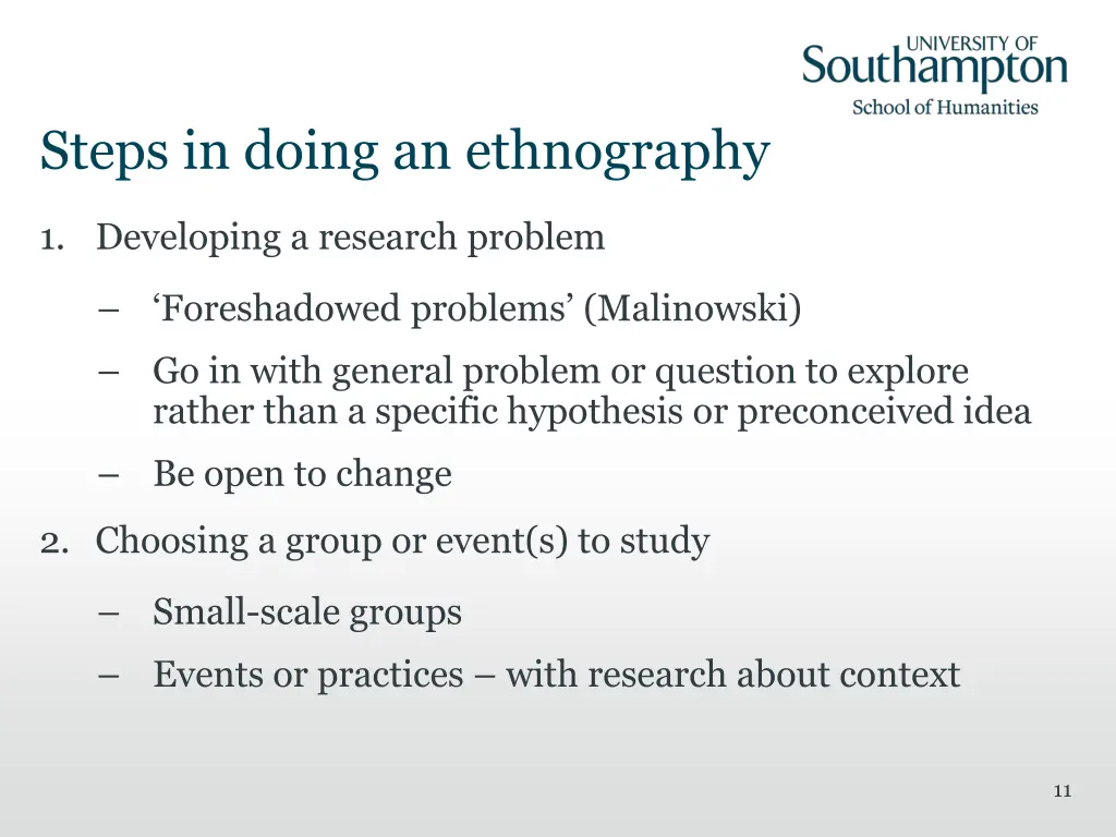steps in doing an ethnography