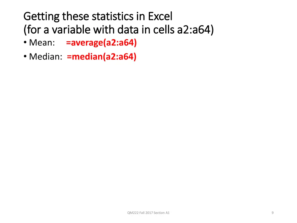 getting these statistics in excel getting these