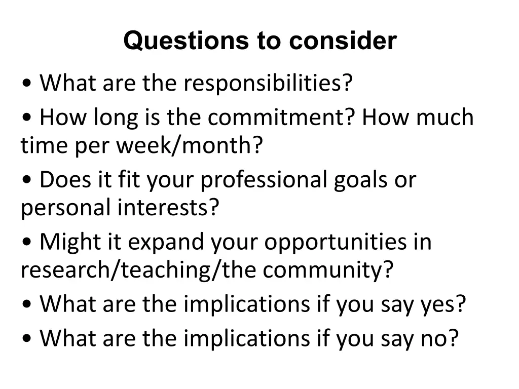 questions to consider