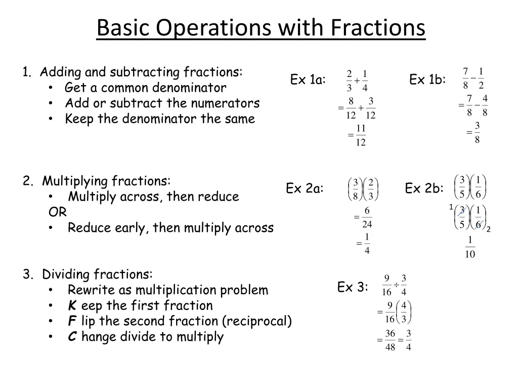 basic operations with fractions