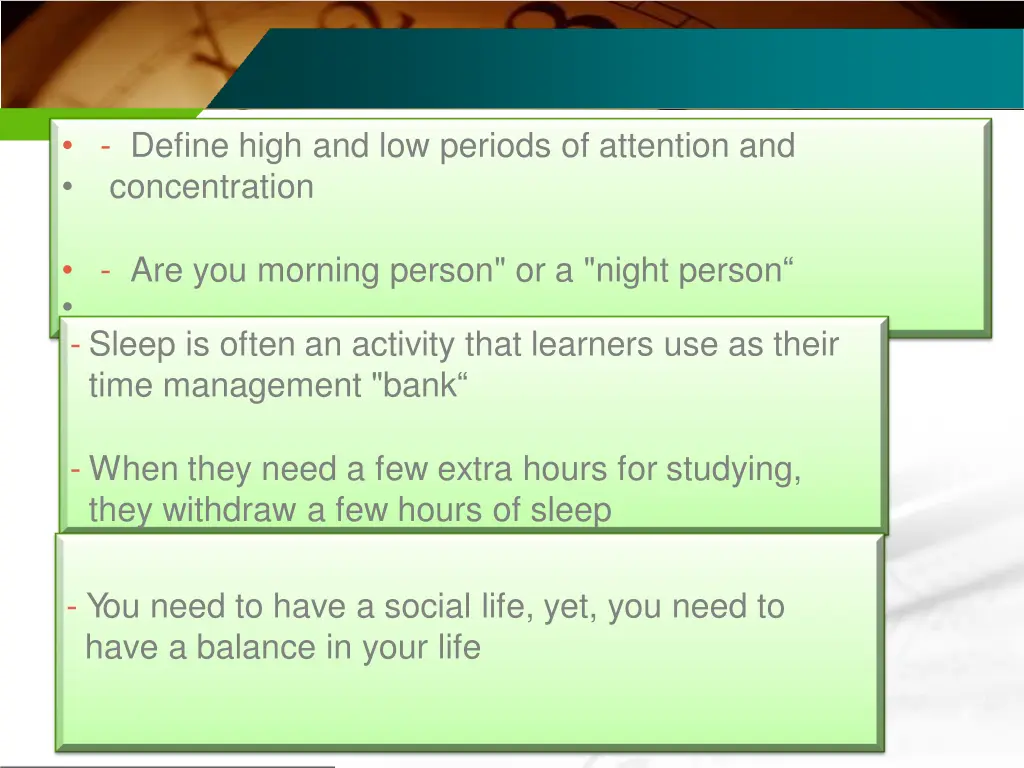 define high and low periods of attention