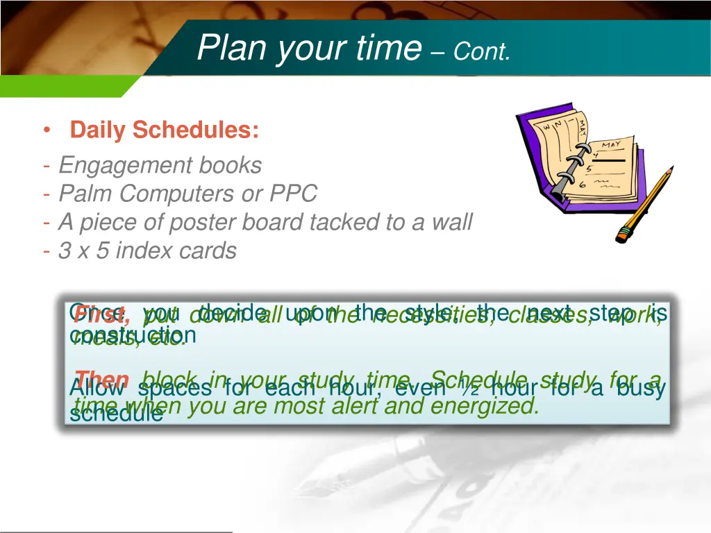 plan your time cont 1
