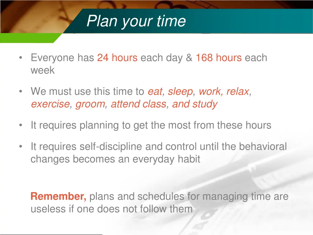 plan your time