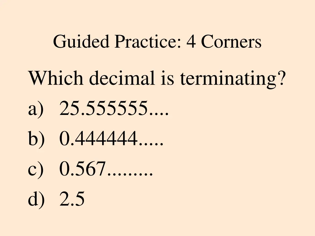 guided practice 4 corners