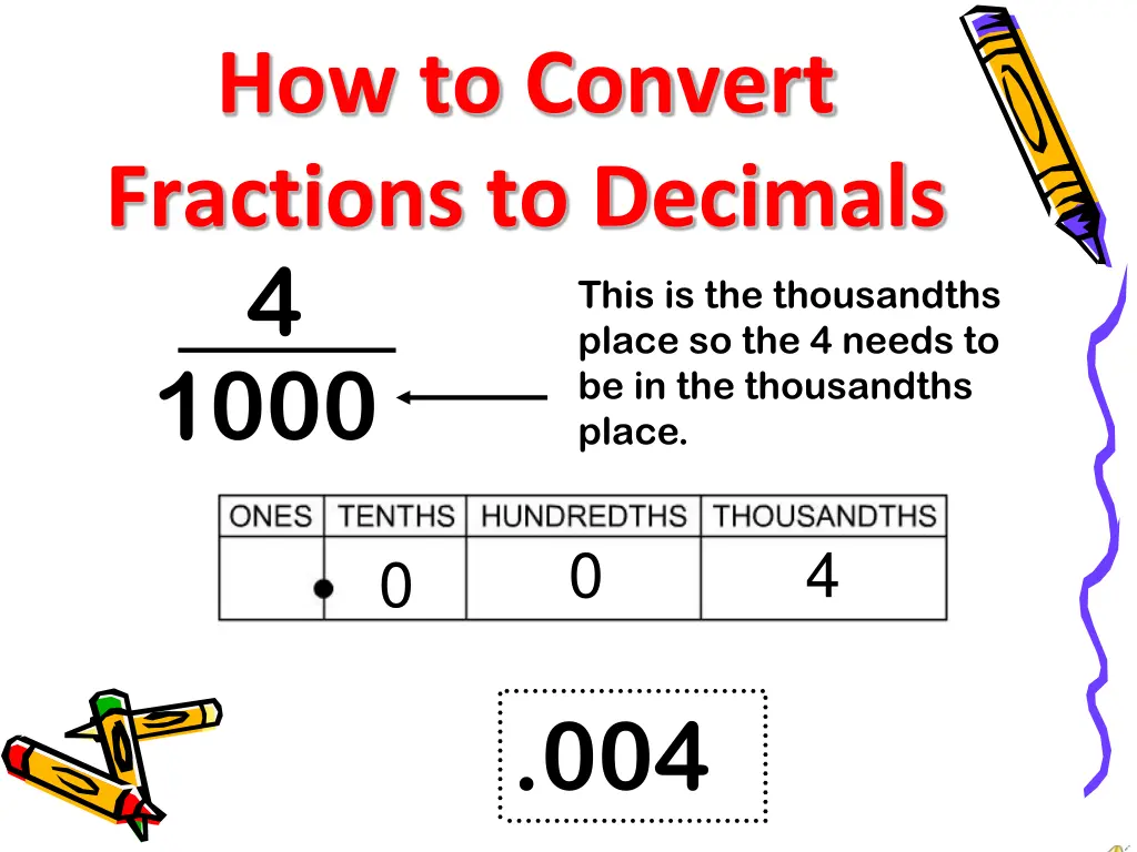 how to convert fractions to decimals 4