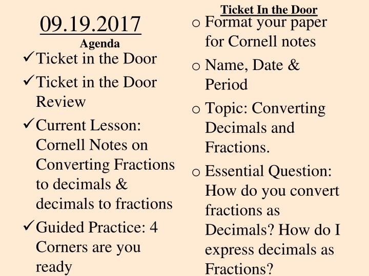 ticket in the door o format your paper