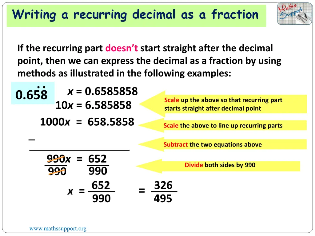 writing a recurring decimal as a fraction 6