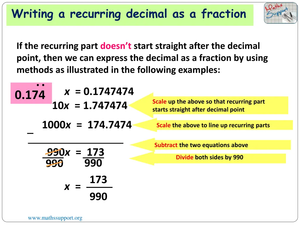 writing a recurring decimal as a fraction 7
