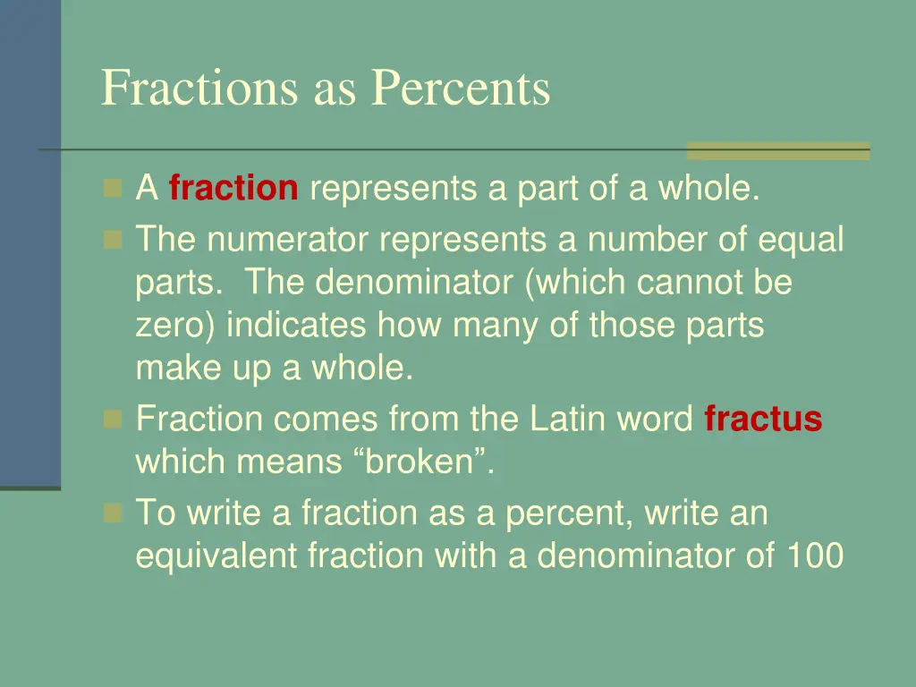 fractions as percents