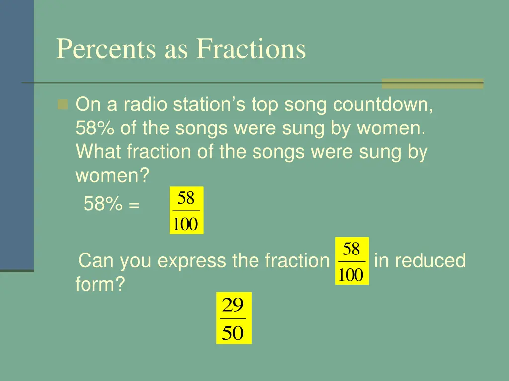 percents as fractions 1