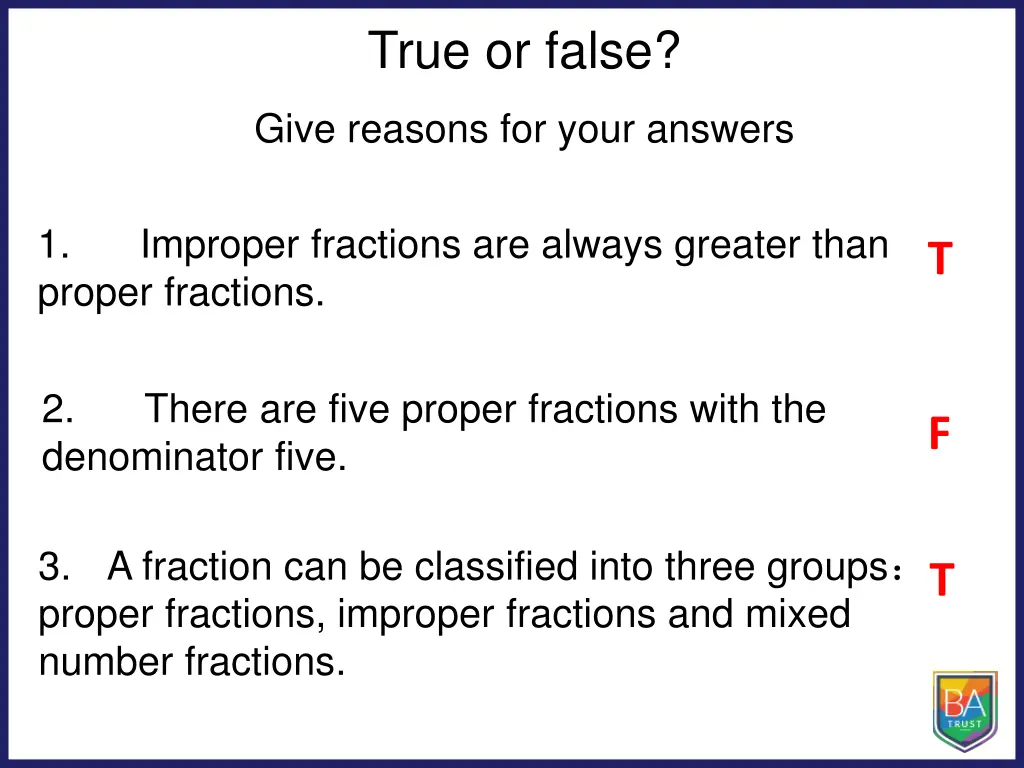 true or false