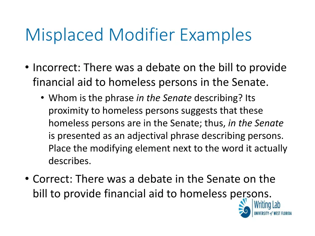 misplaced modifier examples