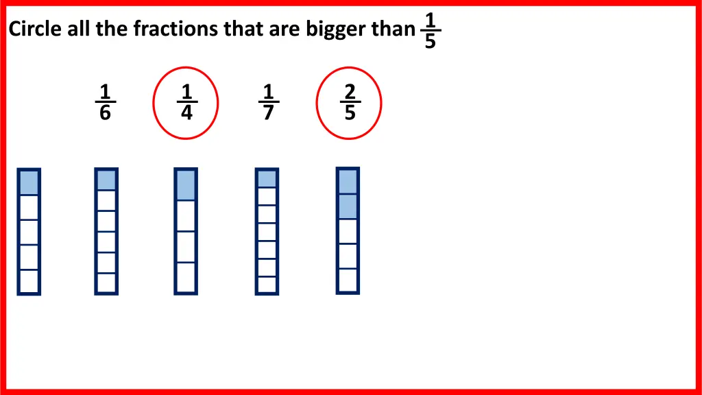 circle all the fractions that are bigger than 1