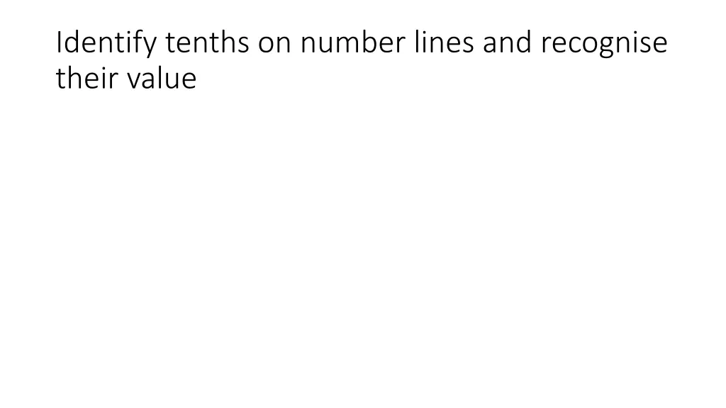 identify tenths on number lines and recognise