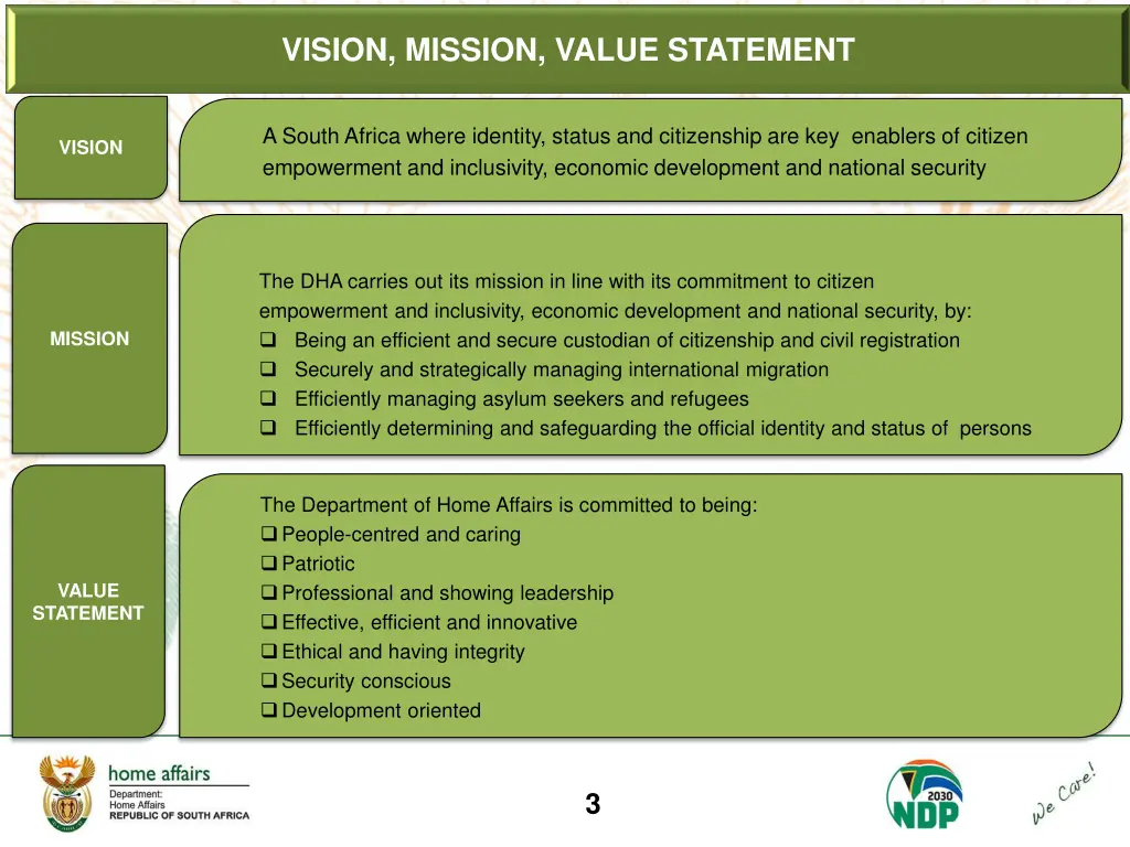vision mission value statement