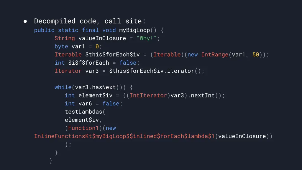 decompiled code call site public static final