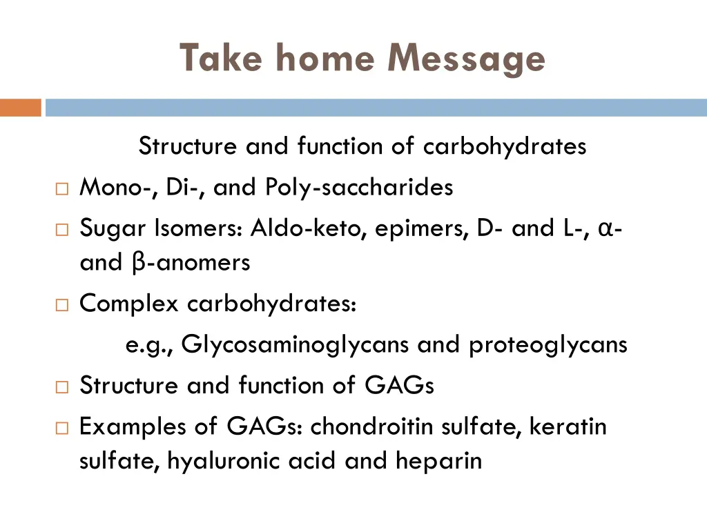 take home message