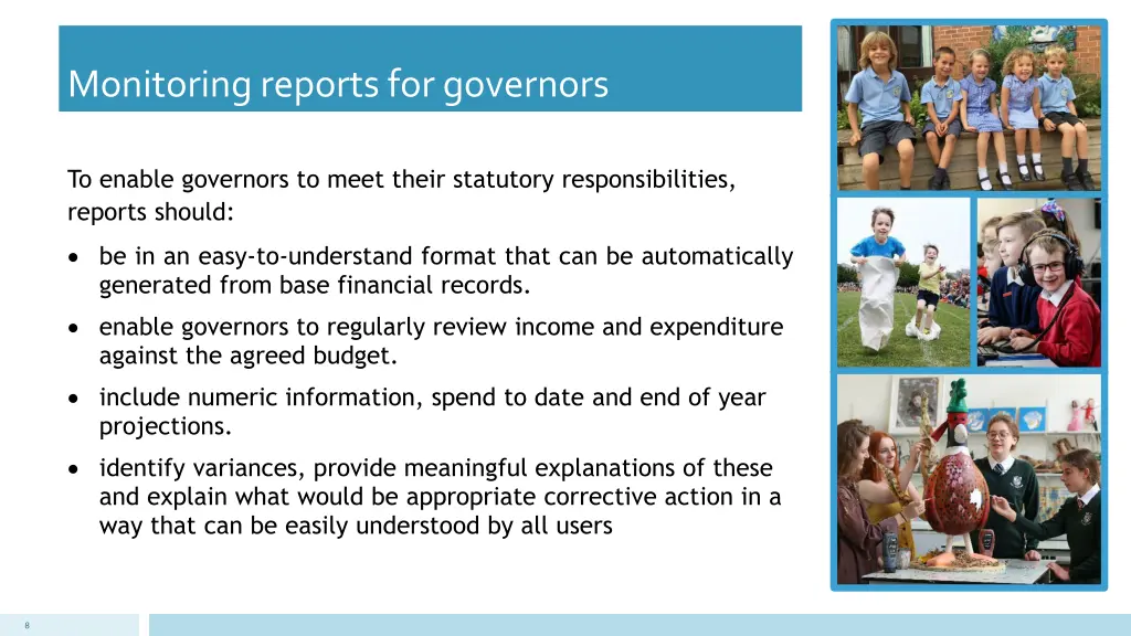 monitoring reports for governors
