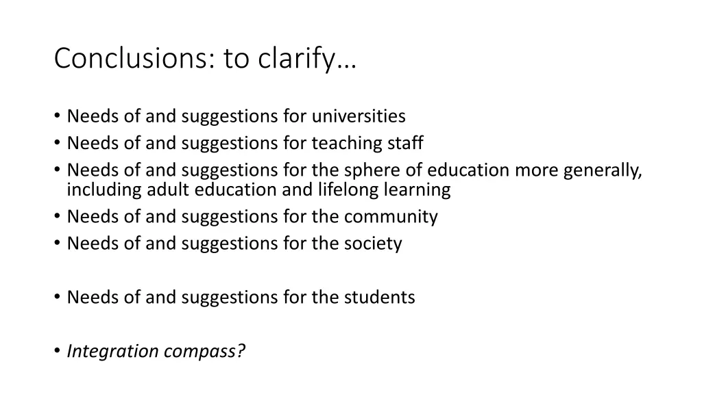 conclusions to clarify