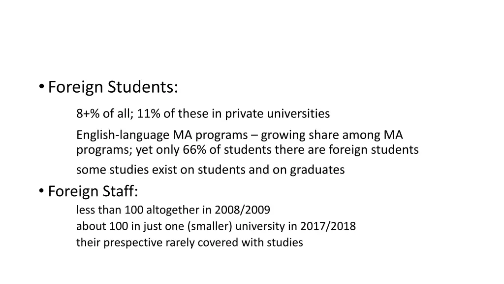 foreign students 8 of all 11 of these in private