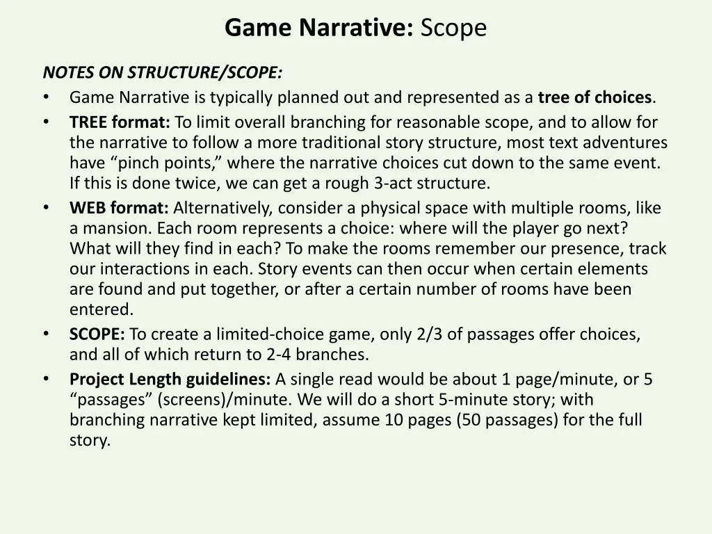 game narrative scope