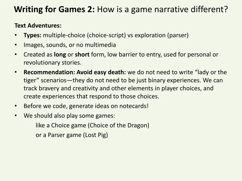 writing for games 2 how is a game narrative 2